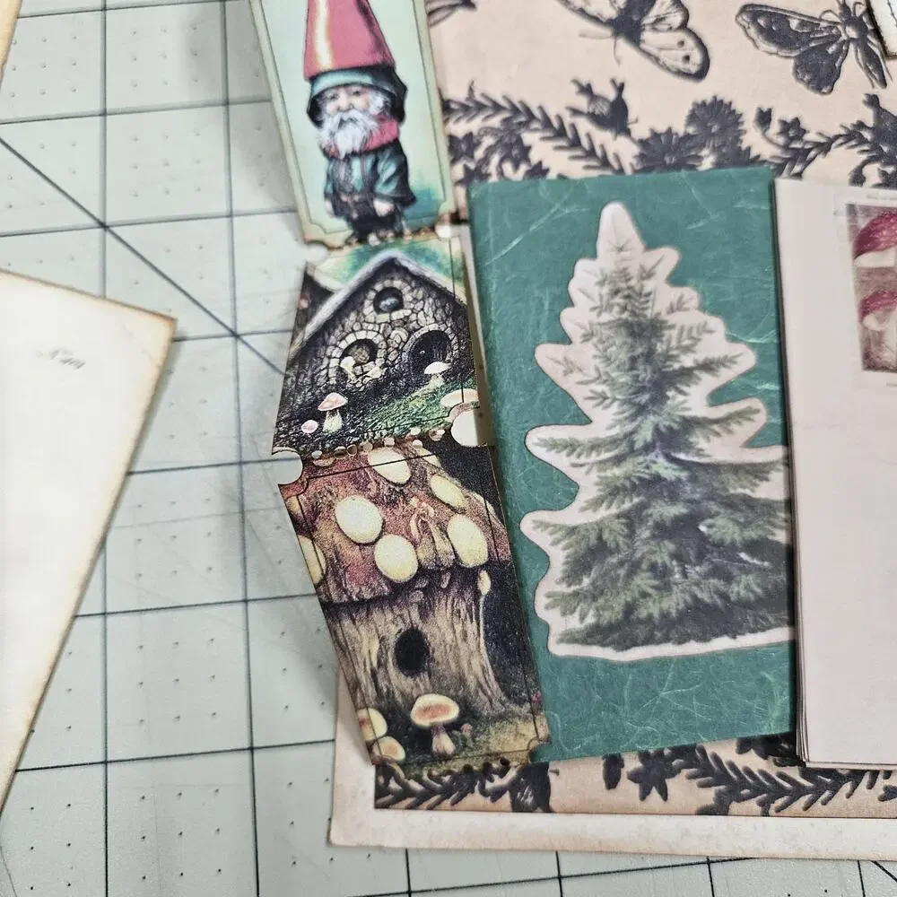 2 Handmade Junk Journals with Pockets Pullouts Bees Mushrooms Woodland Ephemera/